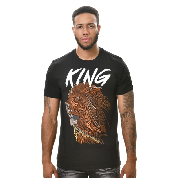 Black Short Sleeve Tee with Fierce Graphic Design - Picture 1 of 5